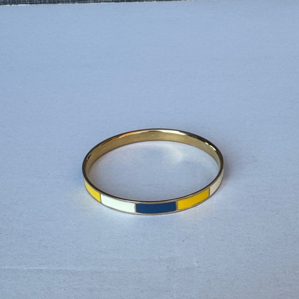 J Crew navy blue, yellow, and cream enamel bangle